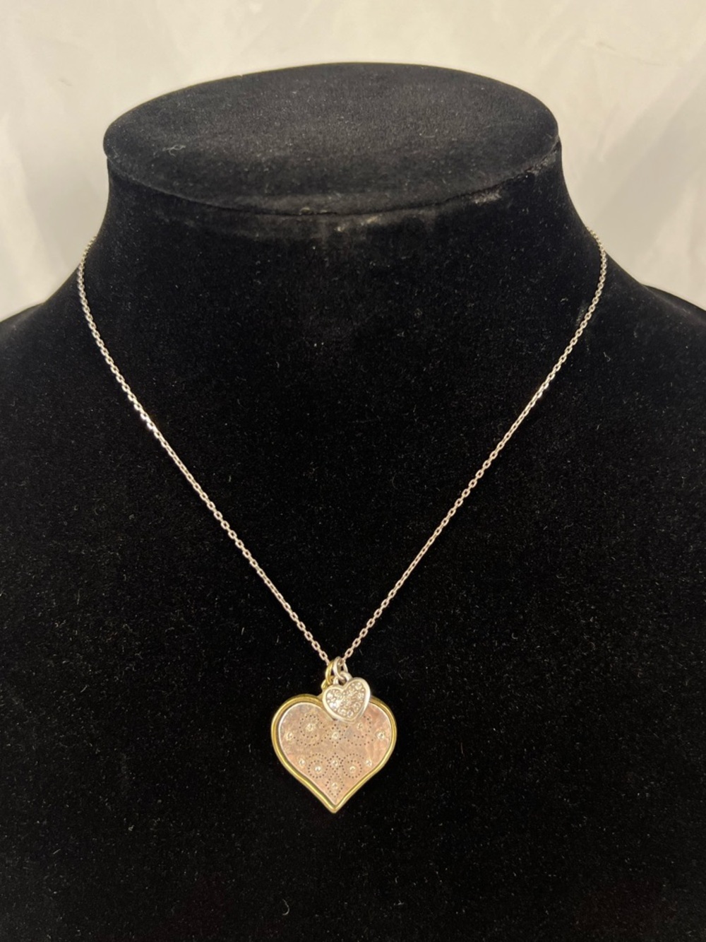 Brighton Reversible Heart “Love” Silver & Gold Necklace 16”-18” Adjustable